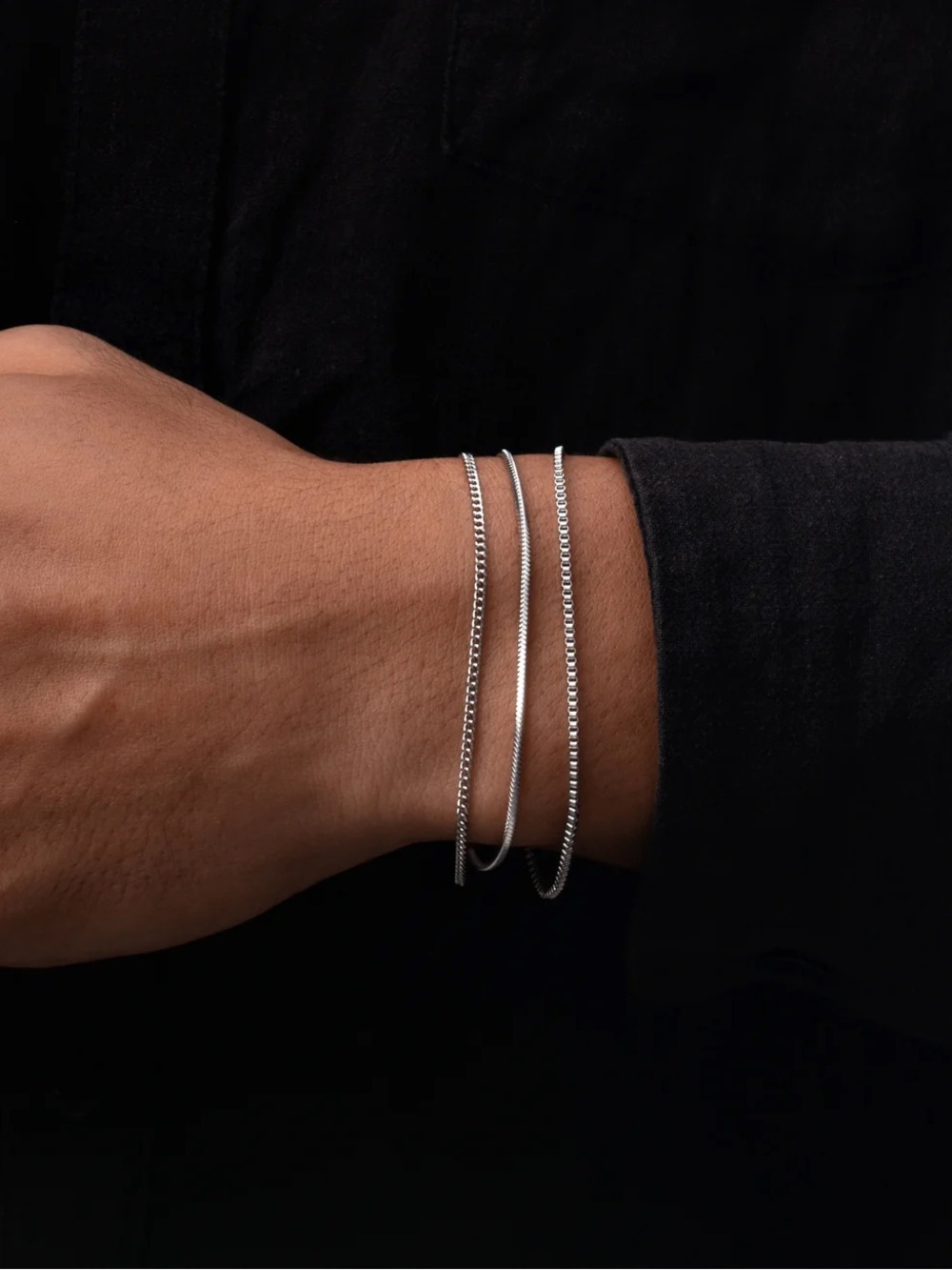 Sylvian Grant Minimal Bracelet Stack | Stainless Steel